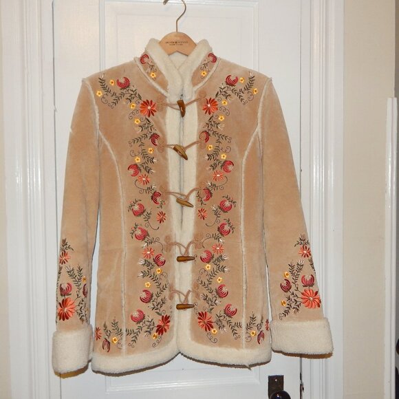 Stunning Vintage Floral Leather Jacket "Phoebe" Friends St Johns Bay - Picture 4 of 6